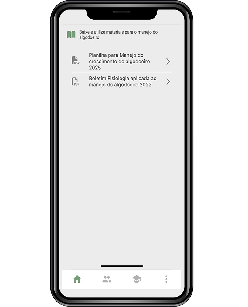 Tela do app Educa com conteúdo técnico sobre algodão